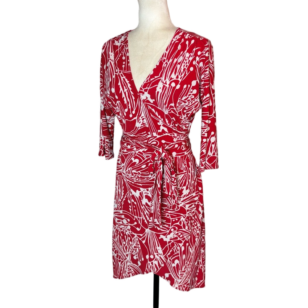 Marciano red and white wrap dress